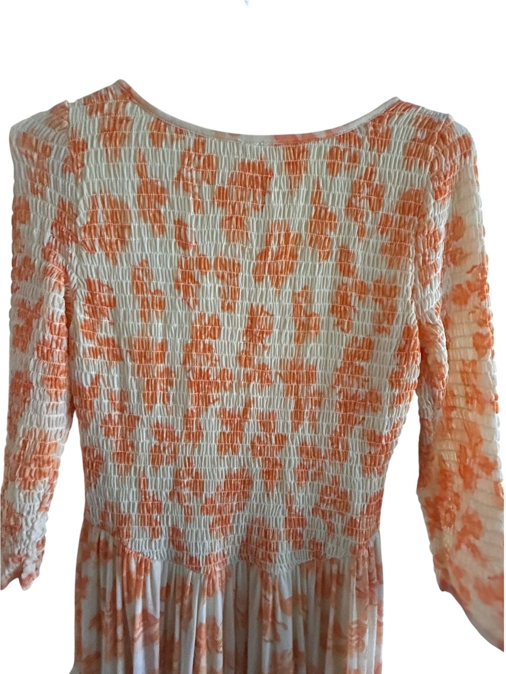 Free People Floral Smocked Maxi Dress Small Cream Orange Boho - Picture 10 of 12